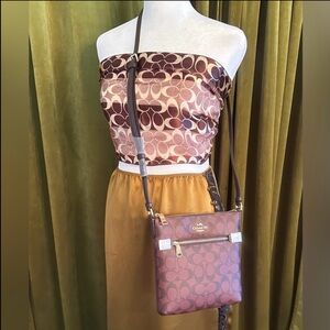 Coach Signature Rowan File Crossbody Messenger Crossbody Bag New
